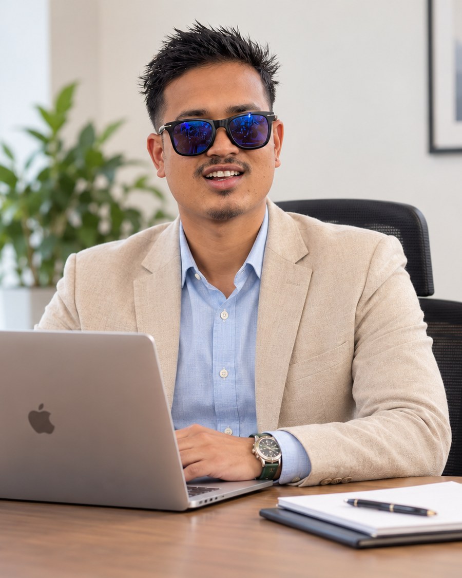 Ramesh Malasi, Full Stack Developer, working at his desk